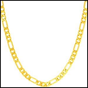 Gold Plated Figaro Chain Necklace Classic Minimal Elegant Lobster Clasp